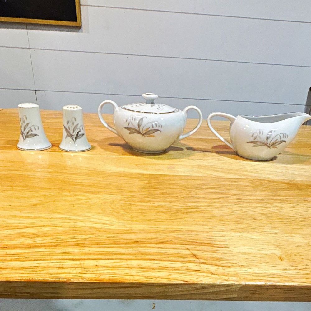 Kaysons Golden Rhapsody Fine China Shaker Set, Creamer, & Sugar Bowl, 1961